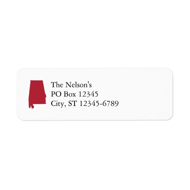 Alabama in Red Return Address Label (Front)