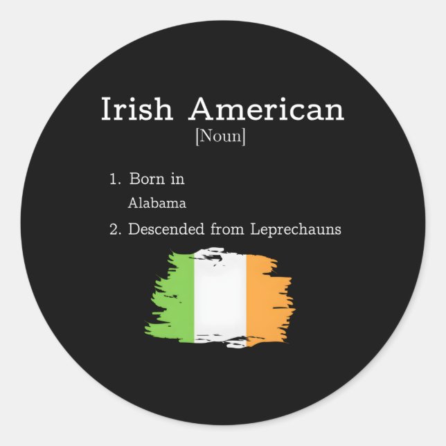 Alabama Irish American Novelty Classic Round Sticker (Front)