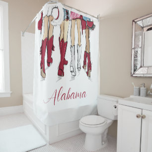Alabama Ladies Fashion Cowboy Boot Red White Shower Curtain
