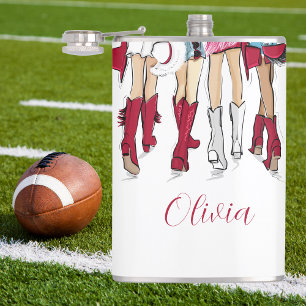 Alabama Ladies Fashion Cowboy Boots Hats Crimson  Hip Flask