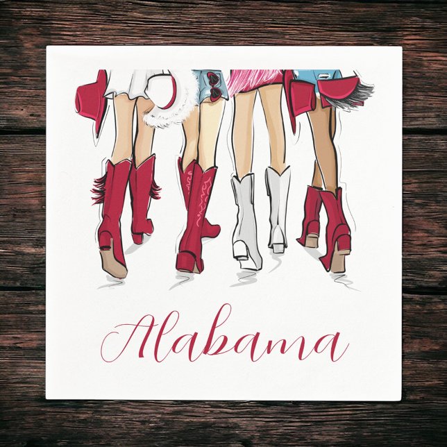Alabama Ladies Fashion Cowboy Boots Hats Crimson Napkin (Creator Uploaded)