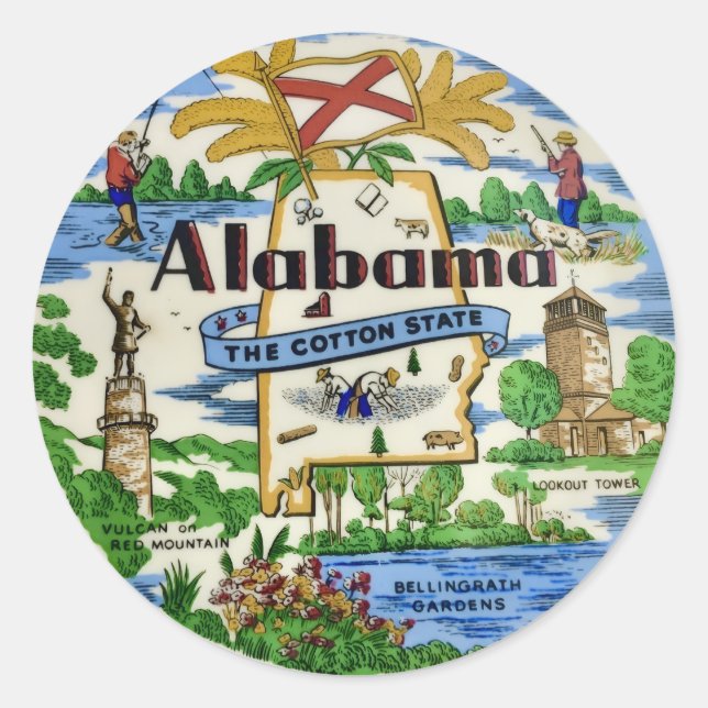 Alabama Landmarks  Classic Round Sticker (Front)