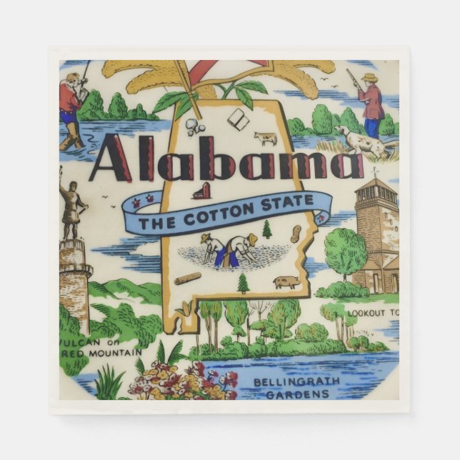 Alabama Landmarks Party  Napkin (Front)