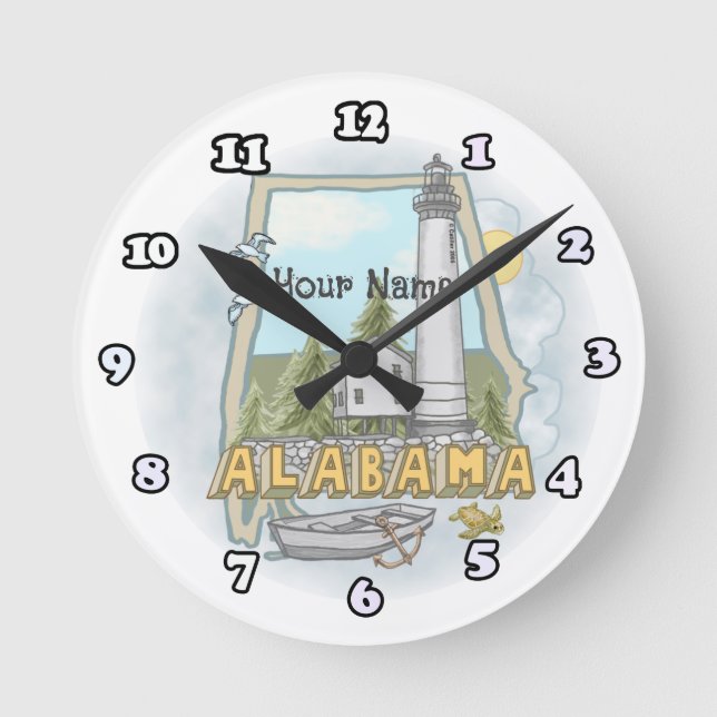 Alabama Lighthouse Round Clock (Front)