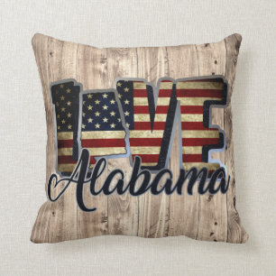 Alabama Love American Flag Star And Stripes Cushion