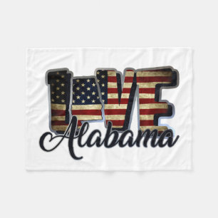 Alabama Love American Flag Star And Stripes Fleece Blanket