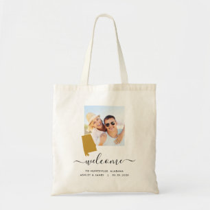 Alabama Map Photo Wedding Welcome Tote Bag