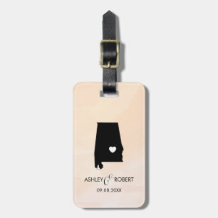Alabama Map Wedding Luggage Tag with Couple's Name