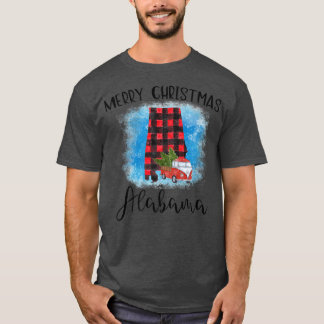 Alabama Merry Christmas Truck  Buffalo Plaid Xmas  T-Shirt