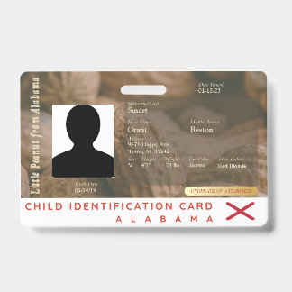 Alabama- My Little Peanut Child ID Badge
