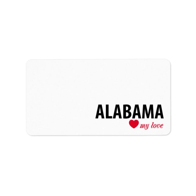 Alabama my love label (Front)