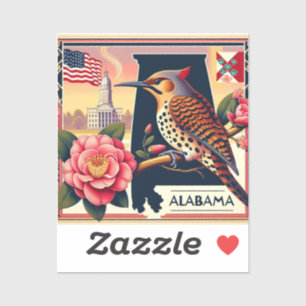 Alabama Northern Flicker Bird & Camellia Flower