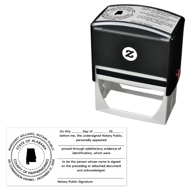 Alabama Notary Public Acknowledgement Stamp (In Situ)
