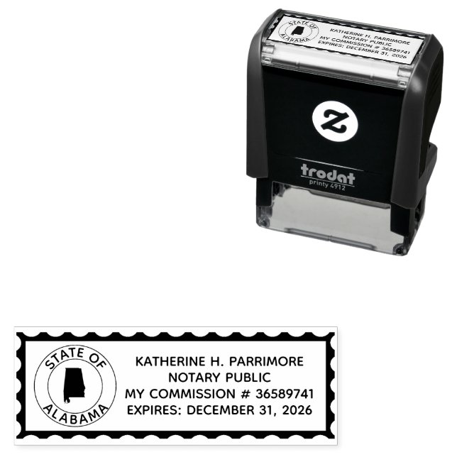 Alabama Notary Public Self Inking Rubber Stamp (In Situ)