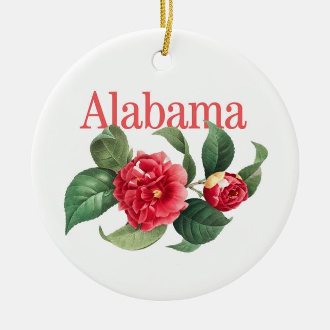 Alabama Ornament with Camellia State Flower (Front)
