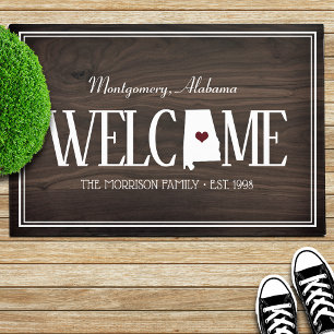 Alabama Personalised Woodgrain Welcome Doormat