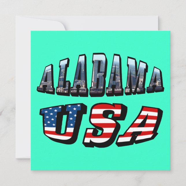 Alabama Picture and USA Flag Font Invitation (Front)