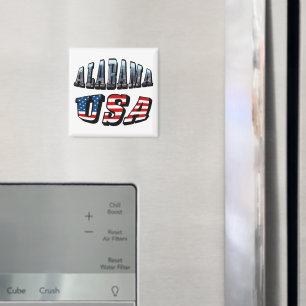 Alabama Picture and USA Flag Font Magnet