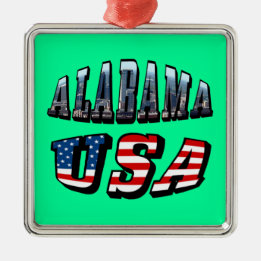 Alabama Picture and USA Flag Font Metal Tree Decoration
