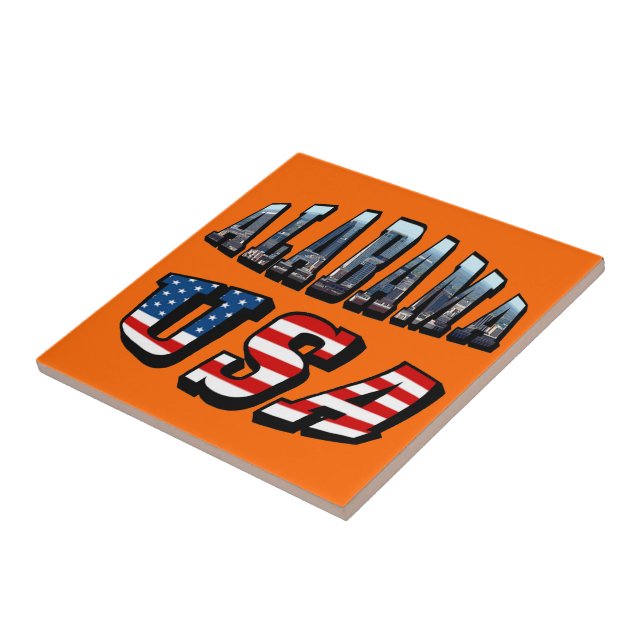 Alabama Picture and USA Flag Font Tile (Side)