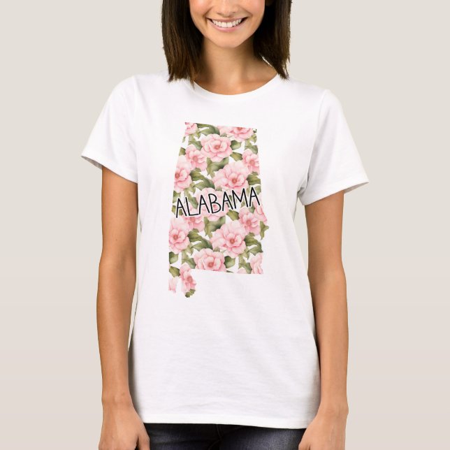 Alabama Pink Camellia T-Shirt (Front)