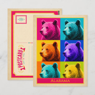 Alabama Postcard Black Bear Vintage Pop Art