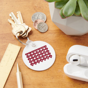 Alabama Red Heart Row Pattern Key Ring