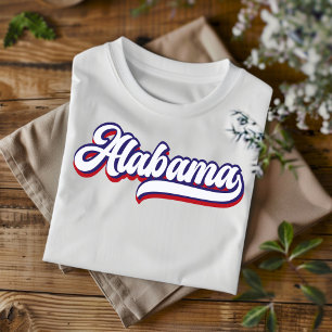 Alabama Red White and Blue Vintage Script T-Shirt