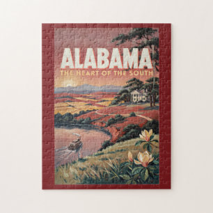 Alabama River Boat Illustration Travel Art Vintage Jigsaw Puzzle
