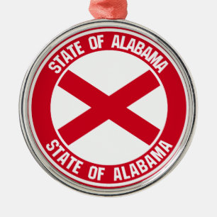 Alabama Round Emblem Metal Ornament