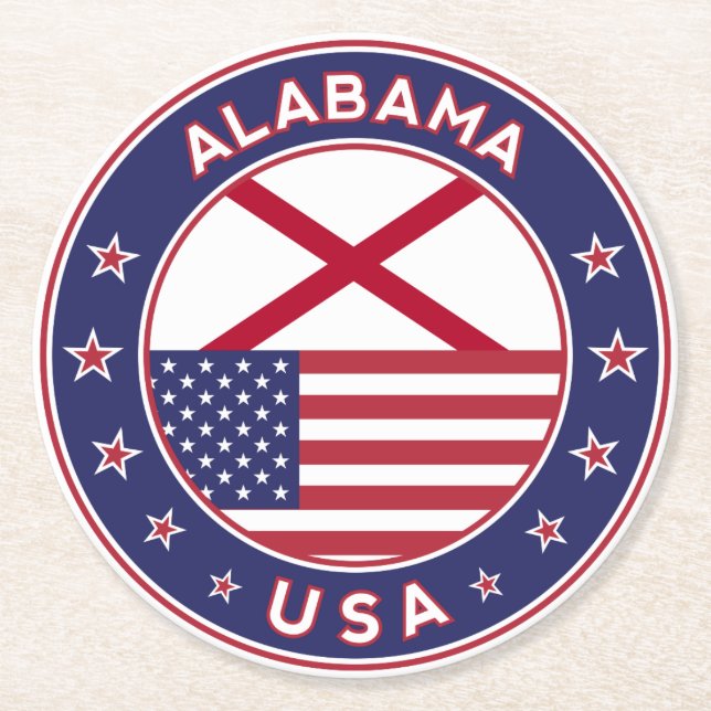 Alabama Round Paper Coaster (Front)