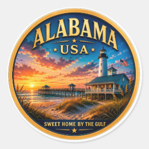 Alabama Southern Charm State Travel Keepsake Classic Round Sticker