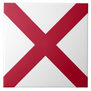 Alabama: St Andrew Crimson Cross Flag Ceramic Tile
