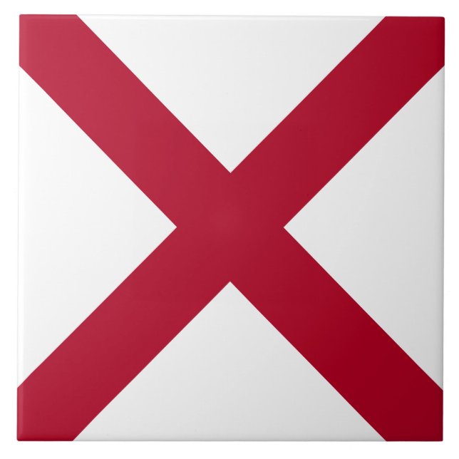 Alabama: St Andrew Crimson Cross Flag Ceramic Tile (Front)