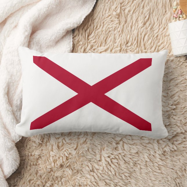 Alabama: St Andrew Crimson Cross Flag Lumbar Cushion (Blanket)