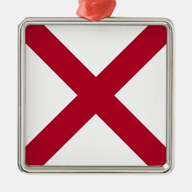 Alabama: St Andrew Crimson Cross Flag Metal Ornament (Front)