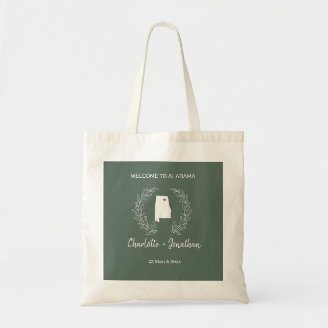 Alabama State Destination Wedding Welcome Tote Bag (Front)