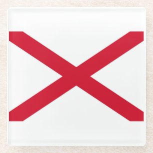 Alabama State Flag Design Decor Glass Coaster