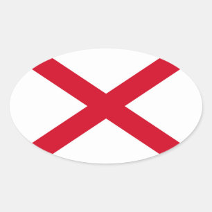 Alabama State Flag Design Oval Sticker
