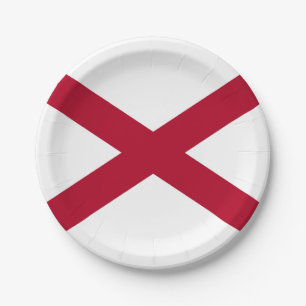 Alabama State Flag Paper Plate