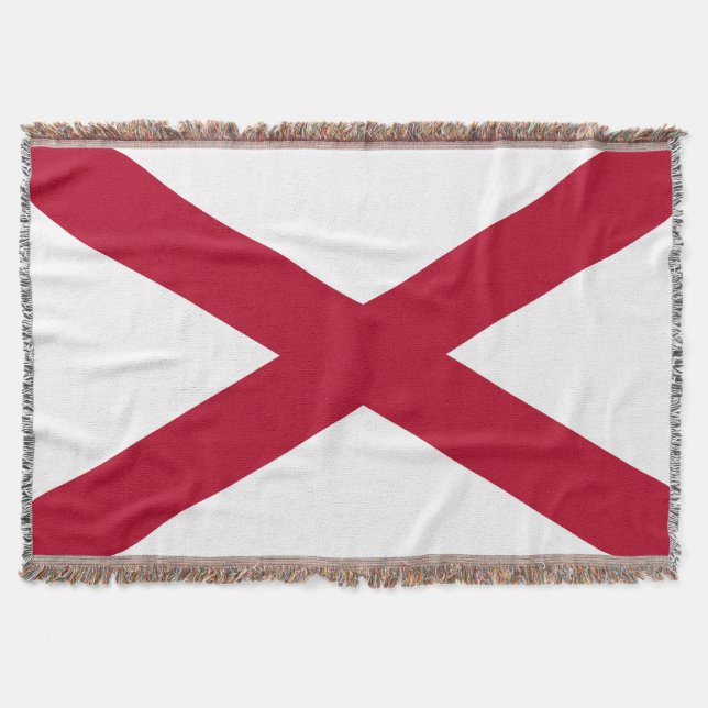 Alabama State Flag Print Patriotic Throw Blanket (Front)