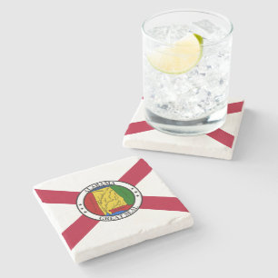 Alabama State Flag/ State seal superimposed Stone Coaster