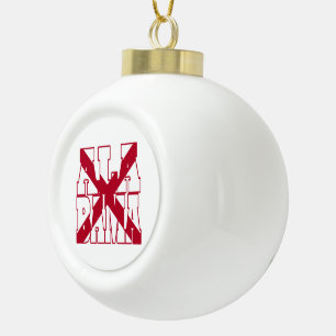 Alabama state flag text ceramic ball christmas ornament