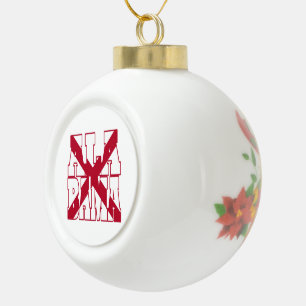 Alabama state flag text ceramic ball christmas ornament