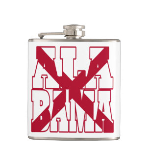 Alabama state flag text hip flask