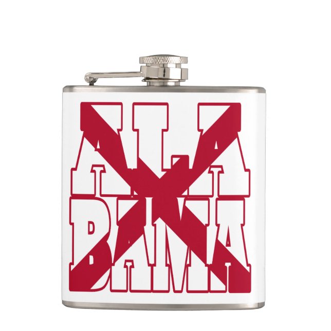 Alabama state flag text hip flask (Front)