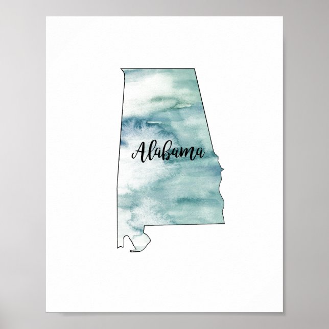 Alabama State Illustration Outline Stone Poster (Front)