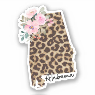 Alabama State Leopard Print With Flowers