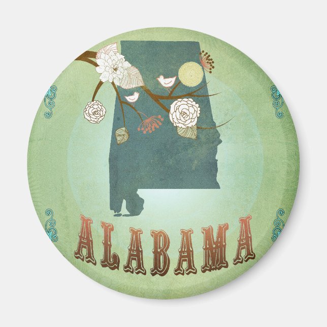 Alabama State Map – Green Magnet (Front)