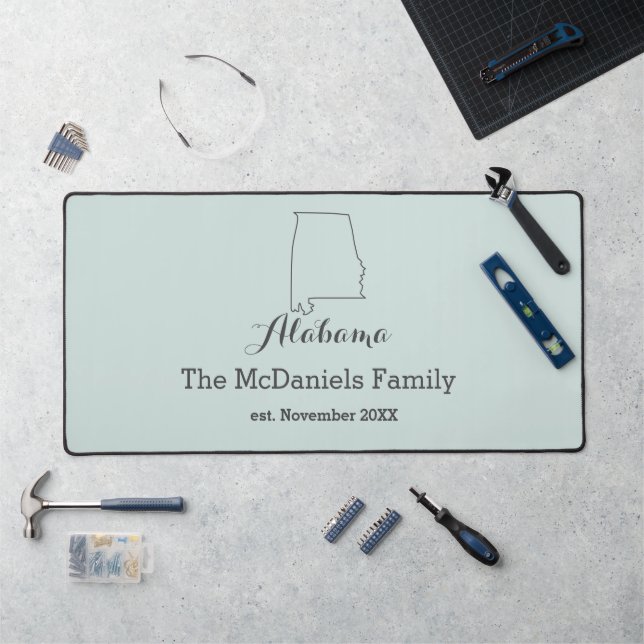 Alabama state map outline family personalised   desk mat (Workstation)